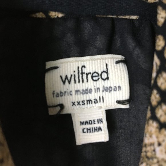 Wilfred Dress XXS Faux Wrap Black Gold Cocktail Evening Semi Formal Holiday - Picture 6 of 16